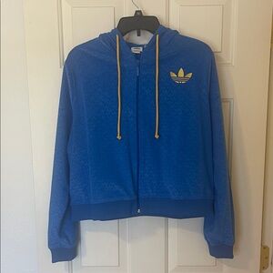 Adidas Blue Jacket with Yellow Details